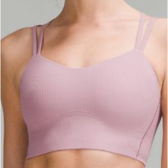 LULULEMON LIKE A CLOUD LONG LINE BRA B/C RIBBED ROSE BLUSH SIZE 12 NWT - Picture 5 of 7